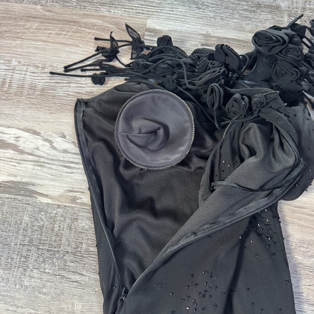 Vintage Sue Wong Y2K Black Silk Beaded Dress Dark Fairy Goth Homecoming Formal 2 - Picture 9 of 13